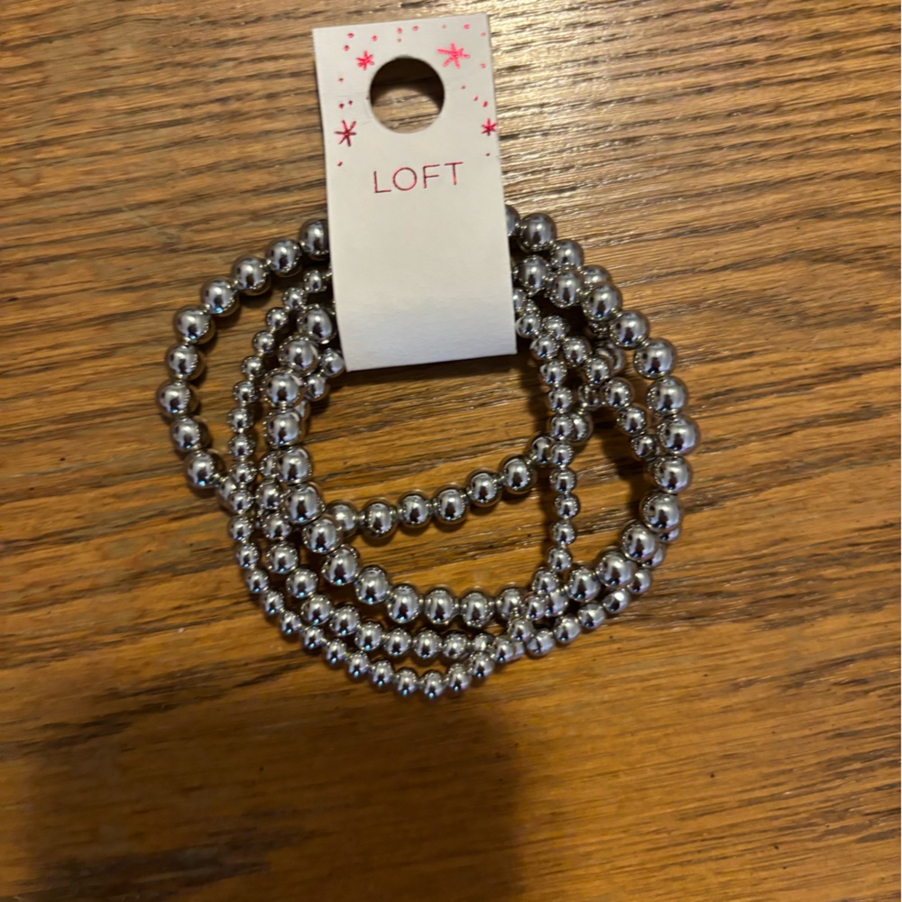 Loft Silver Beaded Bracelets- NWT